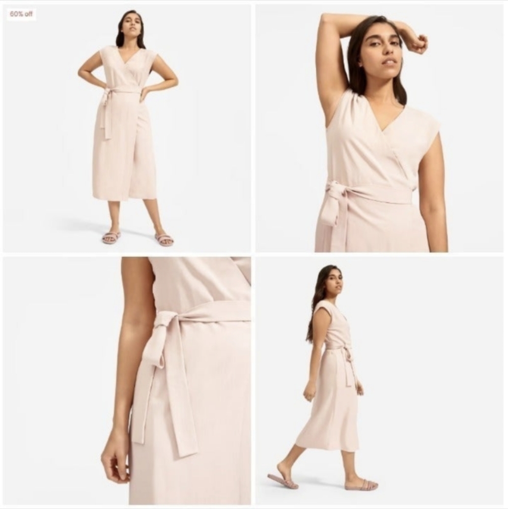 Everlane GoWeave Short sleeve wrap dress Blossom Pink